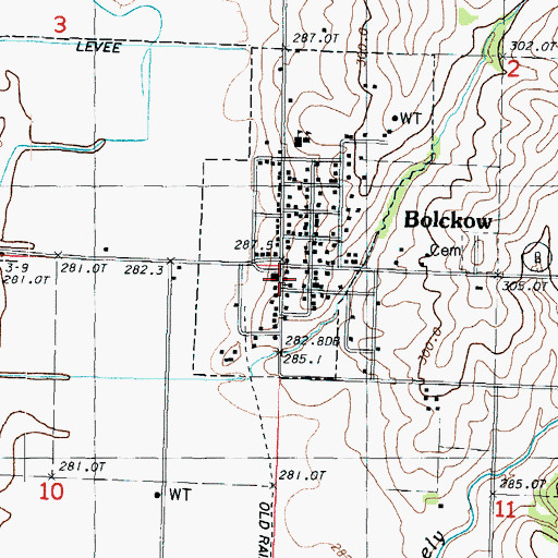 Topographic Map of Bolckow Post Office, MO