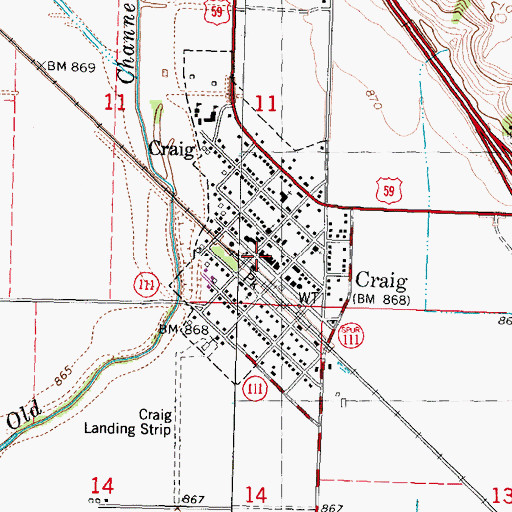 Topographic Map of Craig Post Office, MO
