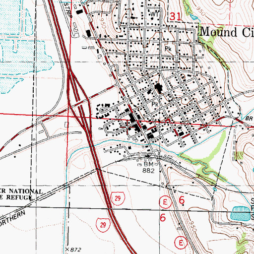 Topographic Map of Mound City Post Office, MO