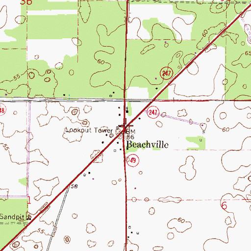 Topographic Map of Beachville, FL