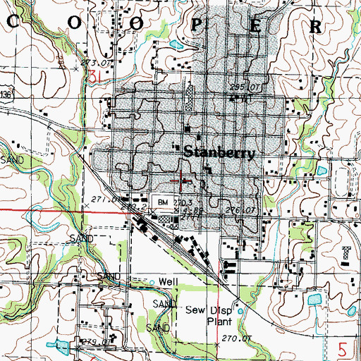 Topographic Map of Stanberry Post Office, MO