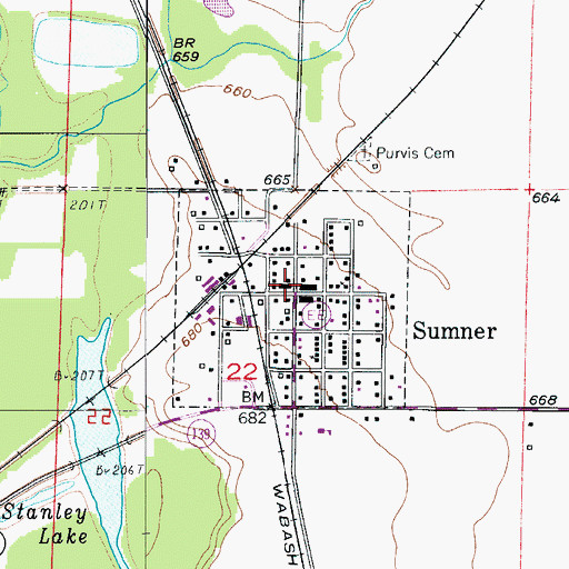 Topographic Map of Sumner Post Office, MO