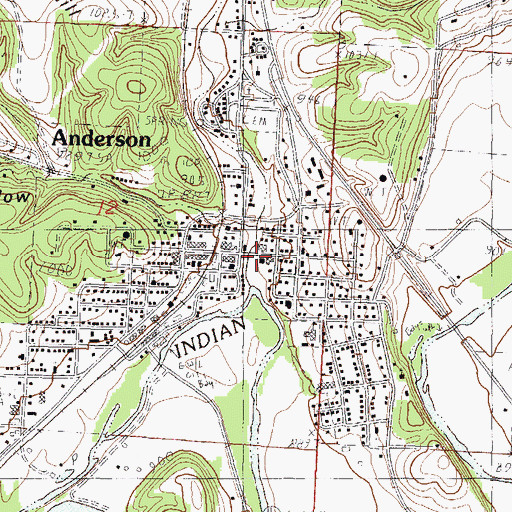 Topographic Map of Anderson Post Office, MO