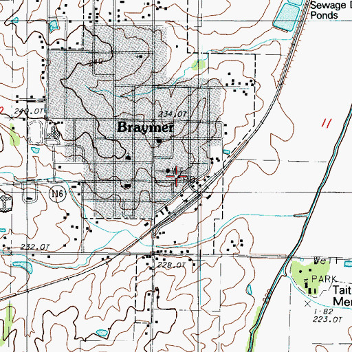 Topographic Map of Braymer Post Office, MO