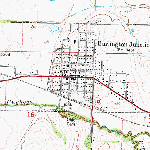 Topographic Map of Burlington Junction Post Office, MO