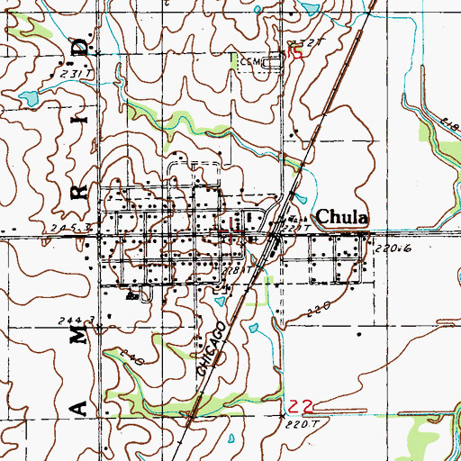 Topographic Map of Chula Post Office, MO