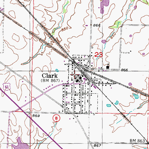 Topographic Map of Clark Post Office, MO