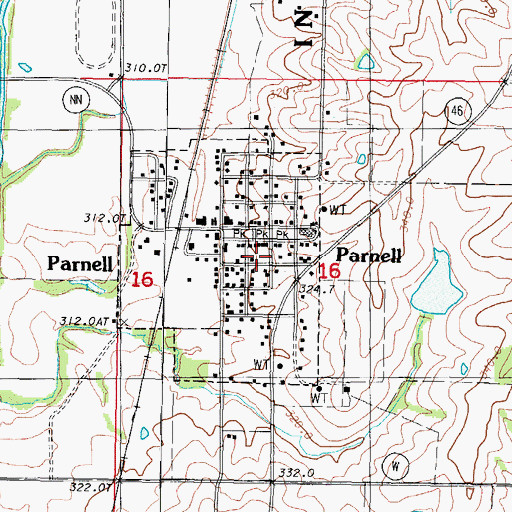 Topographic Map of Parnell Post Office, MO