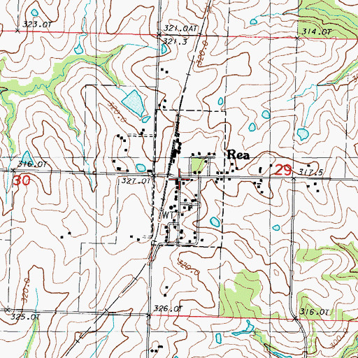 Topographic Map of Rea Post Office, MO