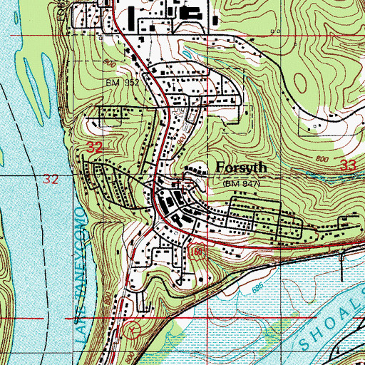 Topographic Map of Forsyth Post Office, MO