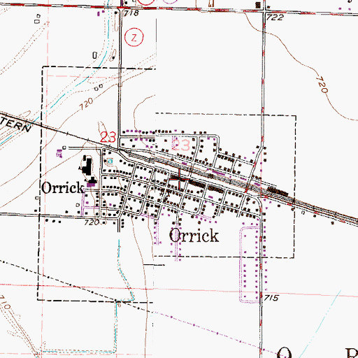 Topographic Map of Orrick Post Office, MO