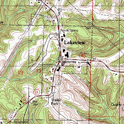 Topographic Map of Branson West Post Office, MO