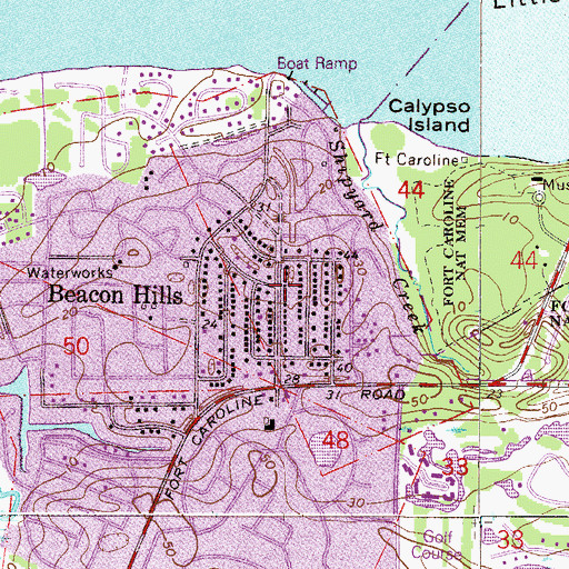 Topographic Map of Beacon Hills, FL