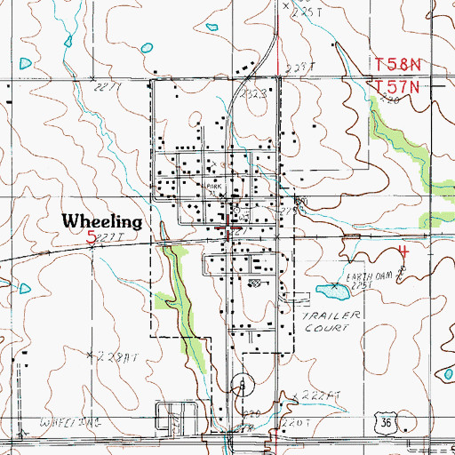 Topographic Map of Wheeling Post Office, MO