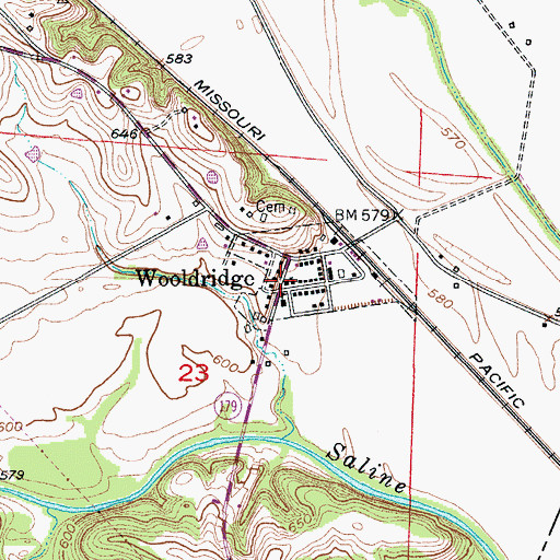 Topographic Map of Wooldridge Post Office, MO