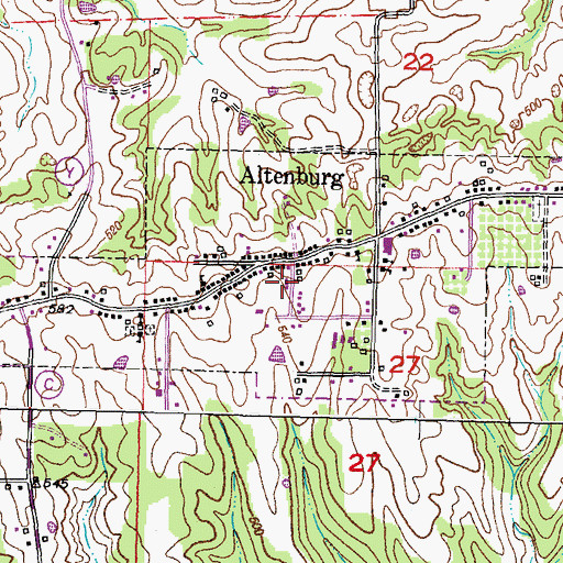Topographic Map of Altenburg Post Office, MO
