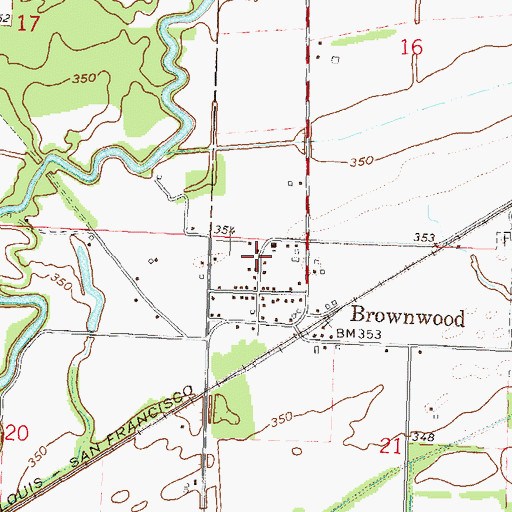 Topographic Map of Brownwood Post Office, MO