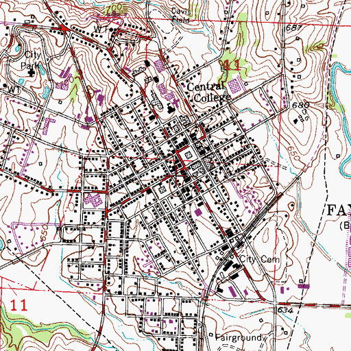 Topographic Map of Fayette Post Office, MO