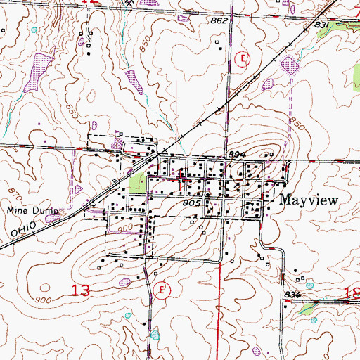 Topographic Map of Mayview Post Office, MO