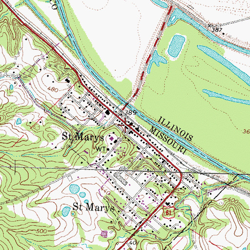 Topographic Map of Saint Mary Post Office, MO