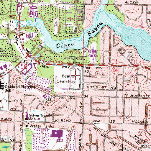 Topographic Map of Beal Cemetery, FL