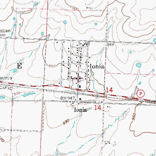 Topographic Map of Ionia Post Office, MO