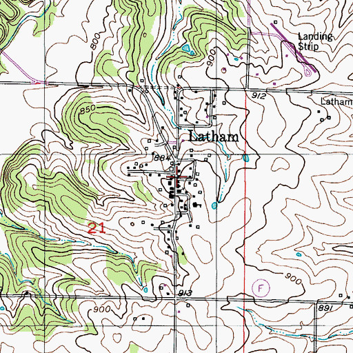 Topographic Map of Latham Post Office, MO