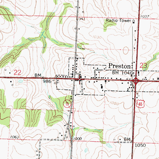 Topographic Map of Preston Post Office, MO