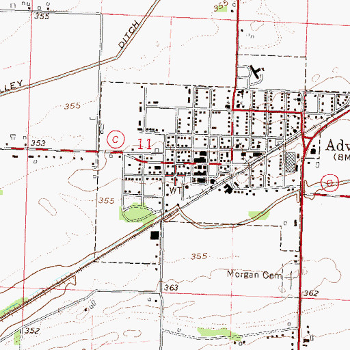 Topographic Map of Advance Post Office, MO