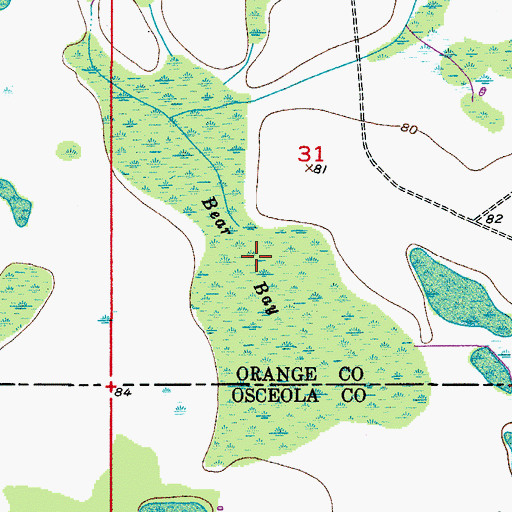 Topographic Map of Bear Bay, FL