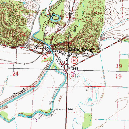 Topographic Map of Dutchtown Post Office, MO