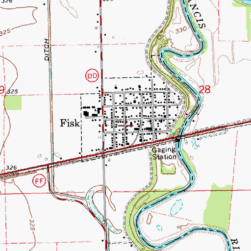 Topographic Map of Fisk Post Office, MO