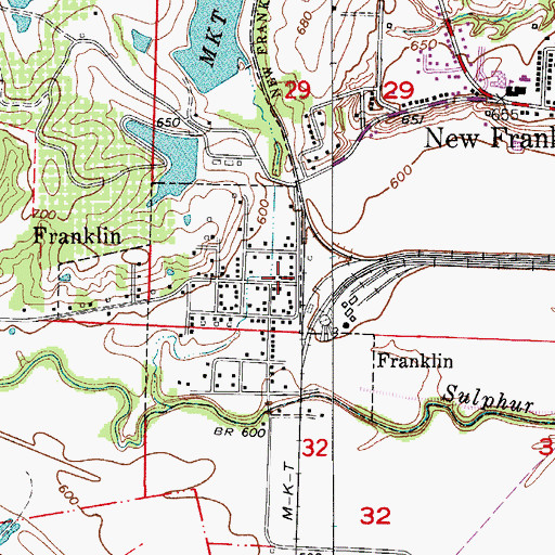 Topographic Map of Franklin Post Office, MO