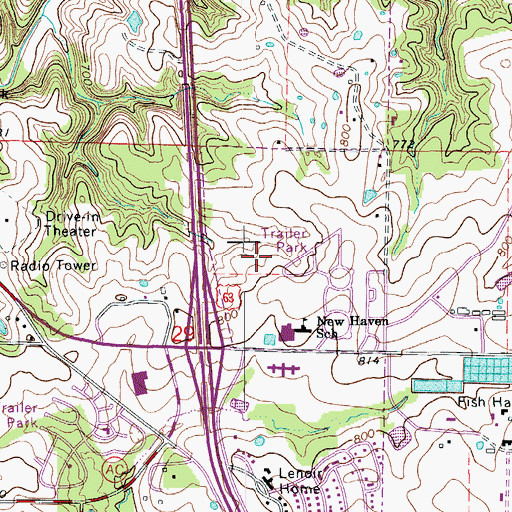 Topographic Map of Tiger Post Office, MO