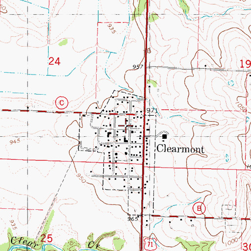 Topographic Map of Clearmont Post Office, MO
