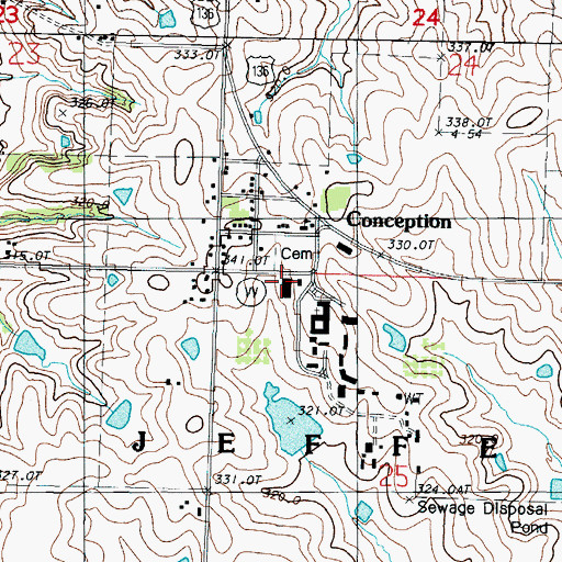 Topographic Map of Conception Post Office, MO