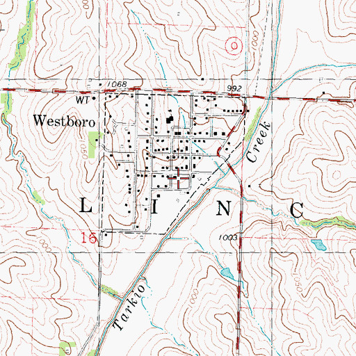 Topographic Map of Westboro Post Office, MO