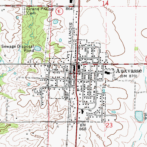 Topographic Map of Auxvasse Post Office, MO