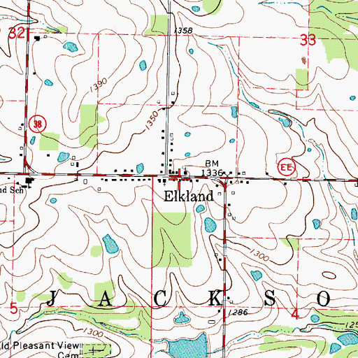 Topographic Map of Elkland Post Office, MO