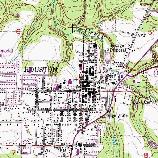 Topographic Map of Houston Post Office, MO