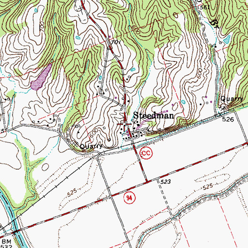 Topographic Map of Steedman Post Office, MO