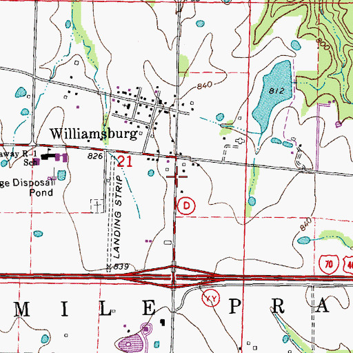 Topographic Map of Williamsburg Post Office, MO