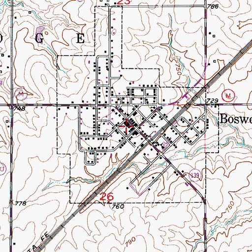 Topographic Map of Bosworth Post Office, MO