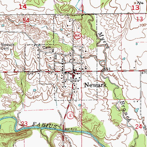 Topographic Map of Newark Post Office, MO