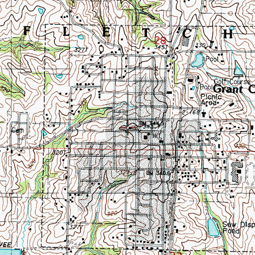 Topographic Map of Grant City Post Office, MO