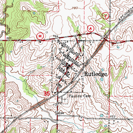 Topographic Map of Rutledge Post Office, MO