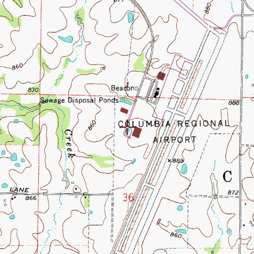 Topographic Map of Mid Missouri P and DF Post Office, MO