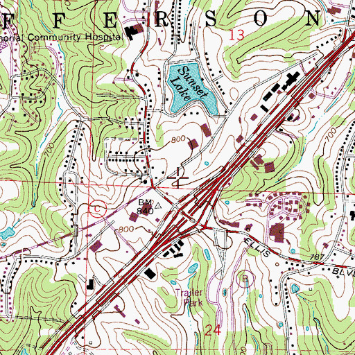 Topographic Map of Capital View Station Post Office, MO