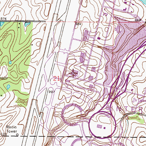 Topographic Map of Jesse M Donaldson Post Office, MO