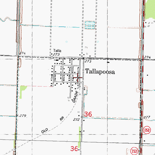 Topographic Map of Tallapoosa Post Office, MO